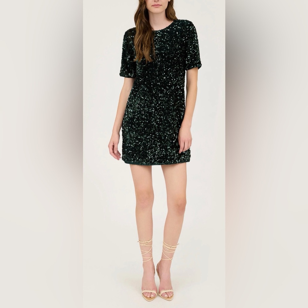 Sparkling Green Sequin Mini Dress